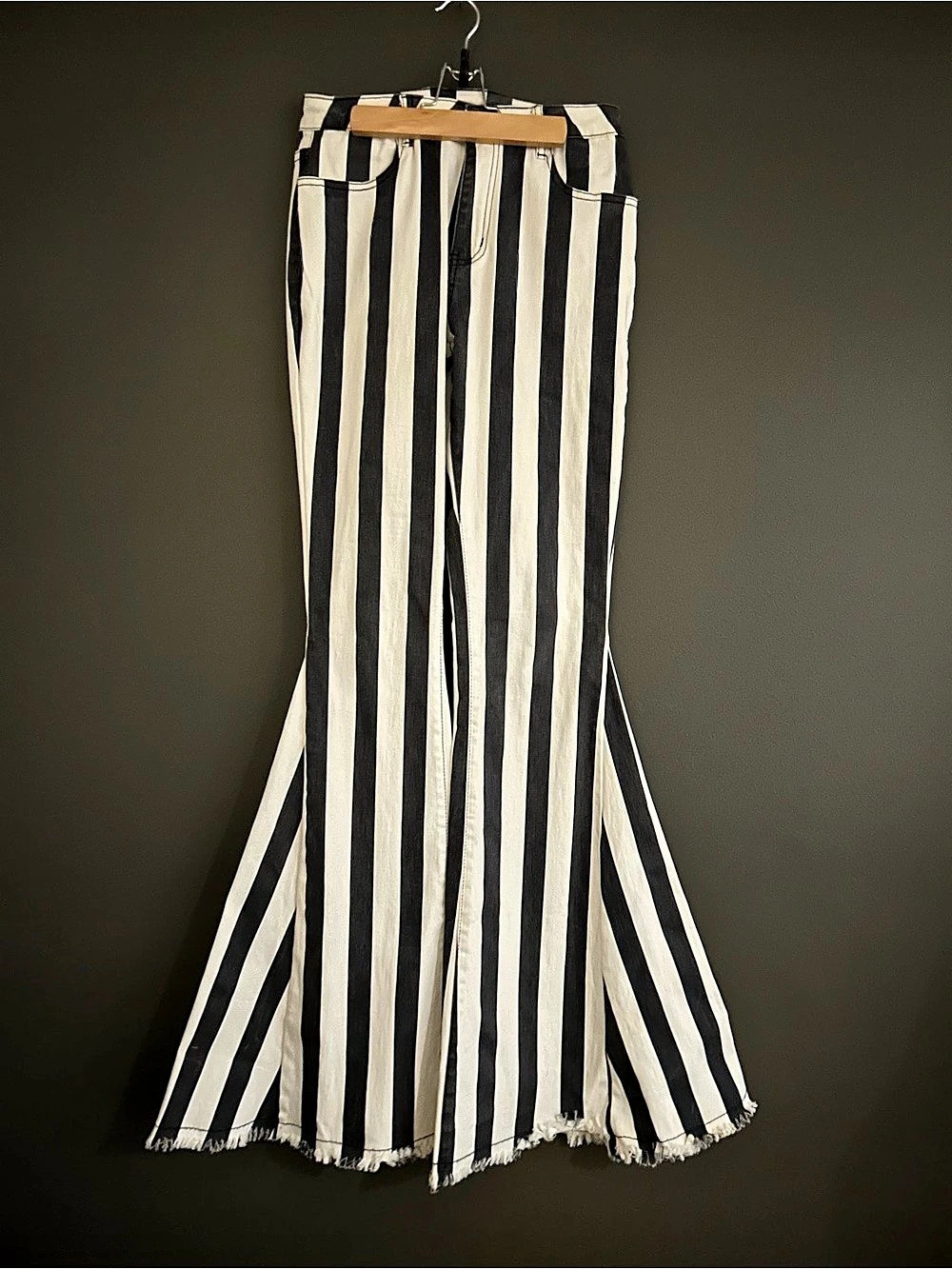 Saints & Hearts Striped Wide Flare Pants Size Medium